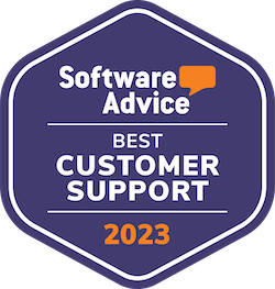 Badge Software Advice per il miglior supporto clienti 2023